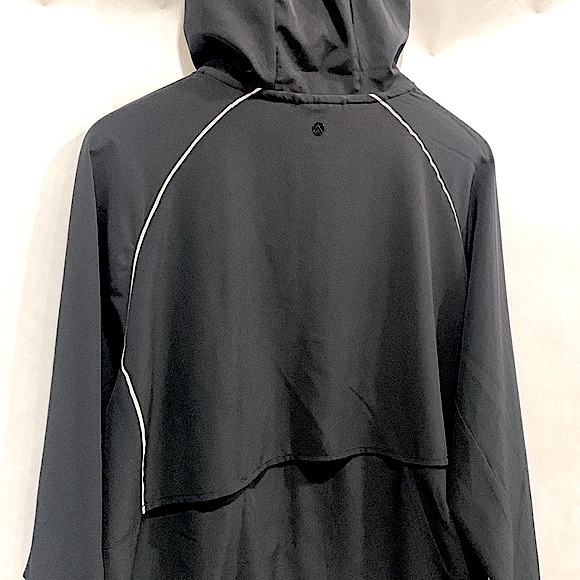 Mens Running Jacket Size Large Black Reflective Trim Lightweight Zip Hoodie - Picture 4 of 13